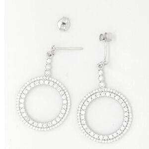 Platinum Plated .925 SS 1.67cttw Diamond  Simulant Circle Earrings